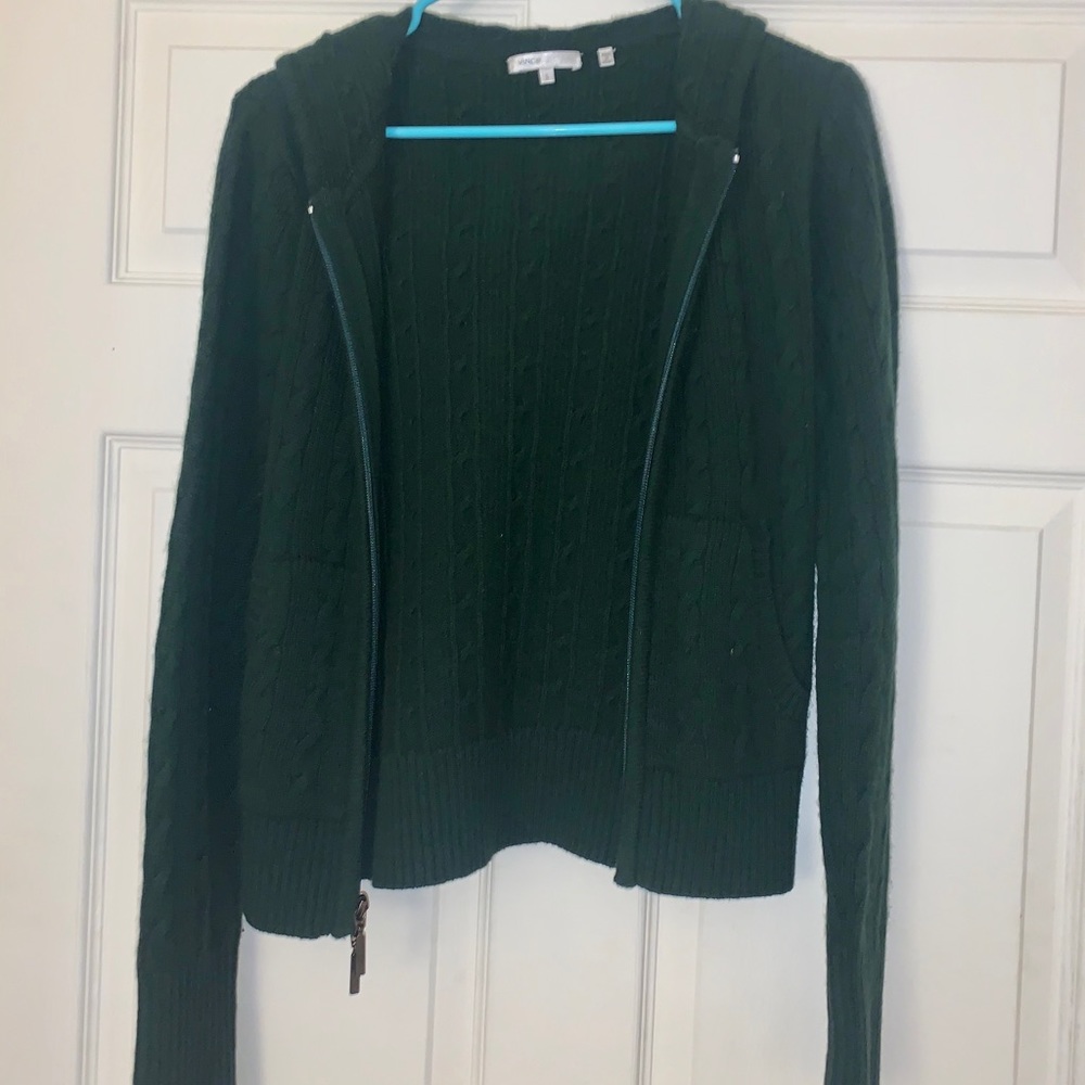 Dark green Vince zip up sweater